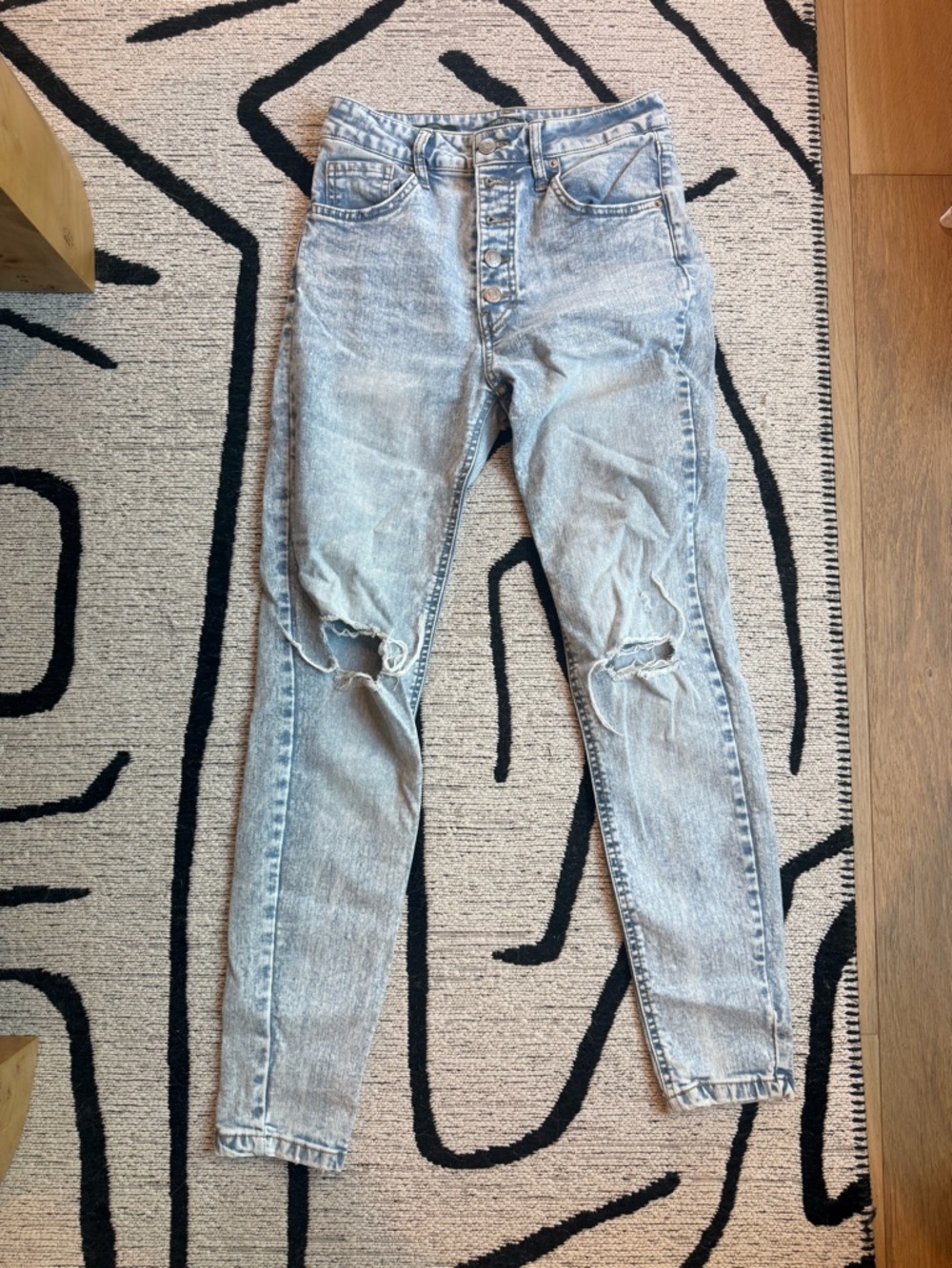 wild fable Light Blue High-Rise Skinny Jeans with Knee Rips